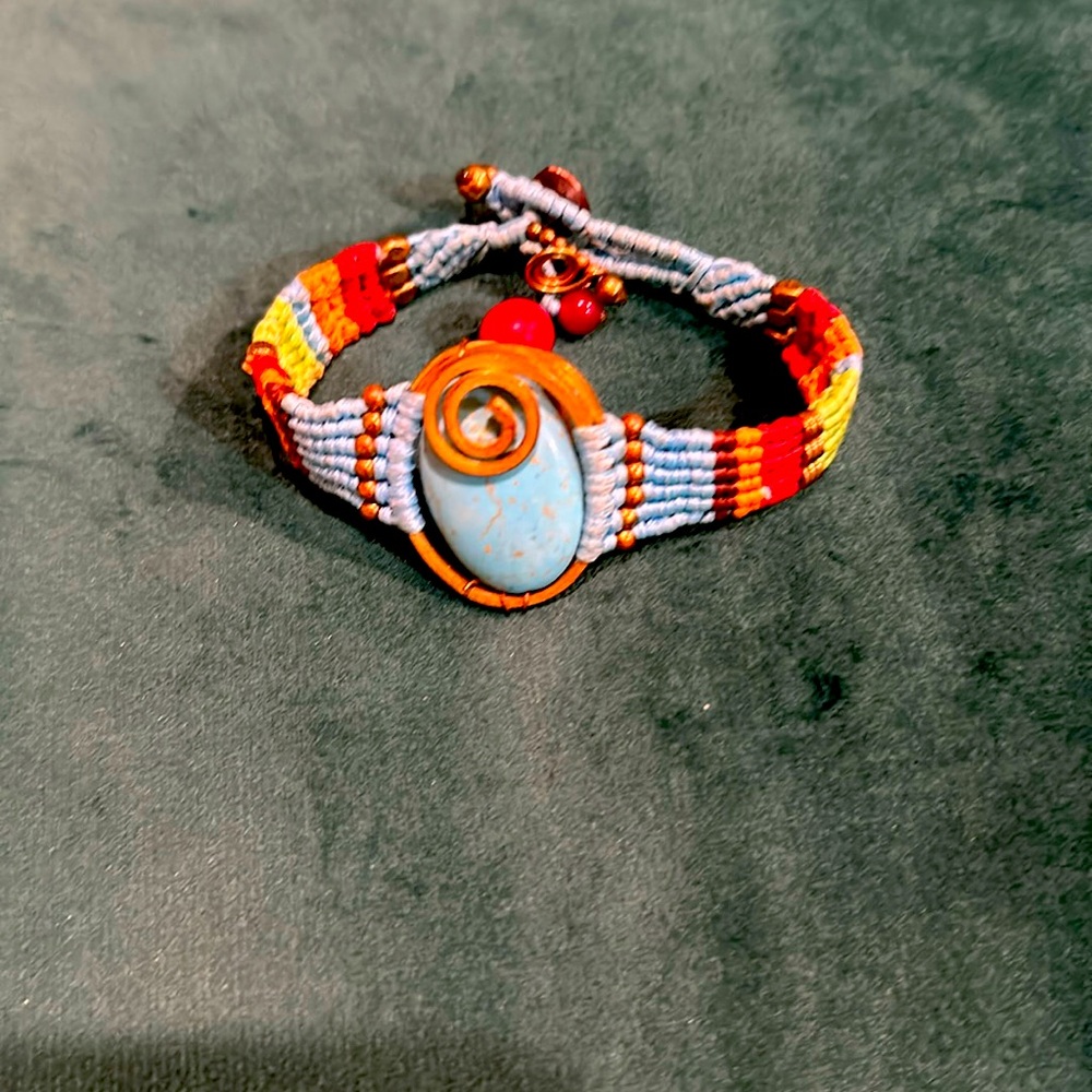 Women’s Turquoise Stone & Woven Bracelet